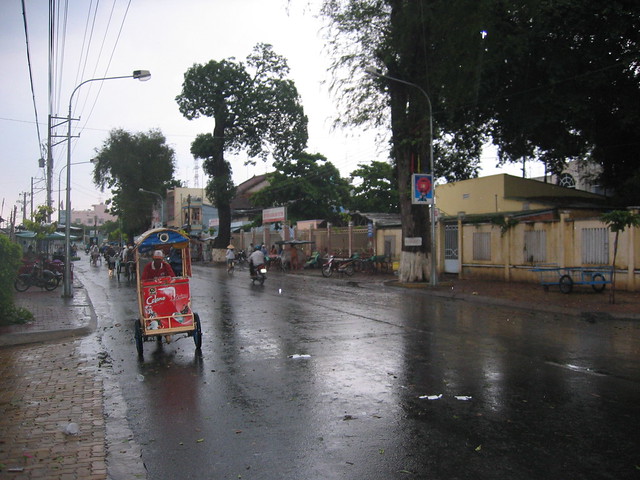Debris in the street after the mini-typhoon