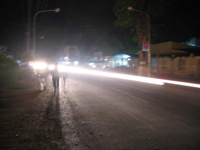 Traffic on the walk to dinner