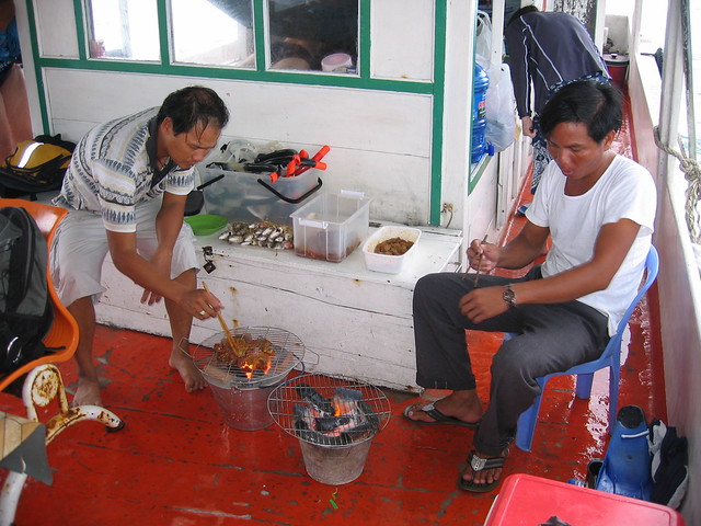 Fresh fish, cooked on deck