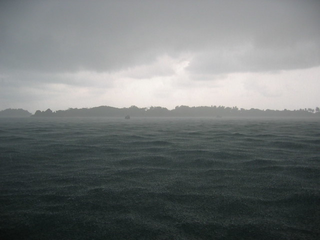 Downpour, you can't see the lightening!