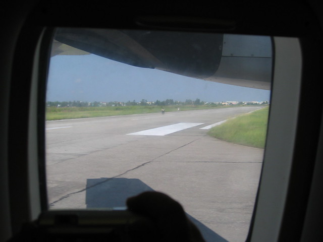 Met by security bikes to clear the runway of animals, people?