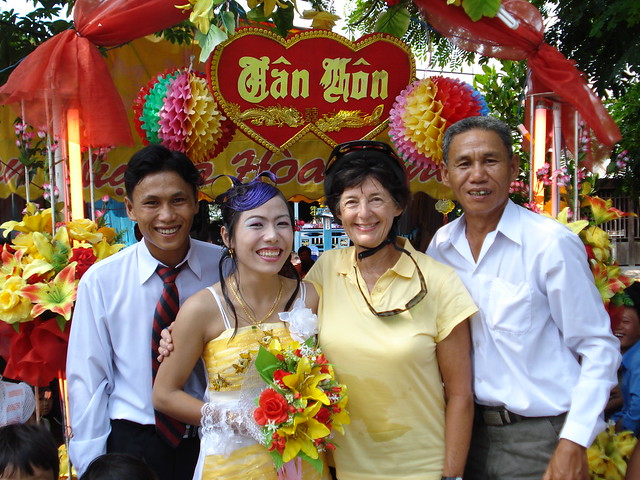 The Bride & Groom, Sue (mid-ride), and proud Dad