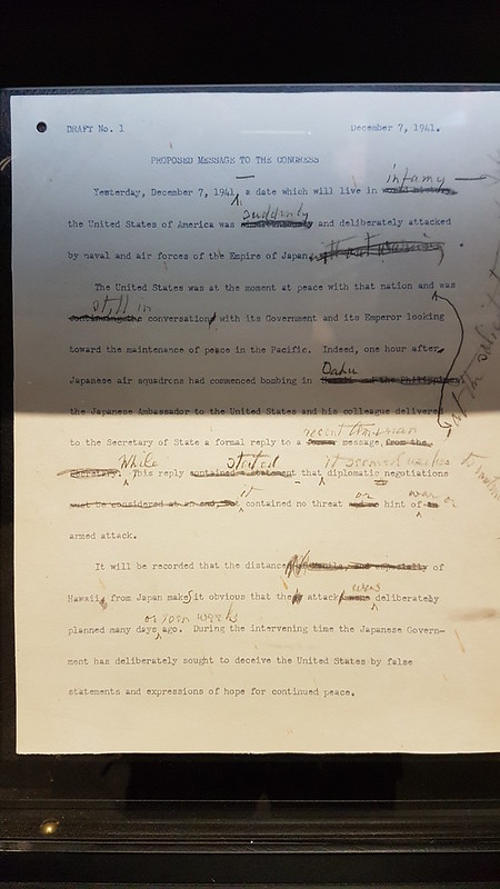 The infamy speech draft Pearl Harbour