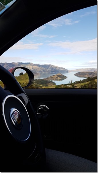 Akaroa Harbour from an Abarth