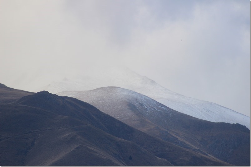 Snow on the hills near Kurow