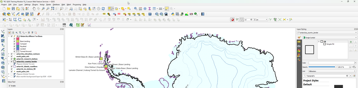 Antarctic memories in QGIS