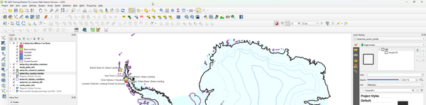 Antarctic memories in QGIS