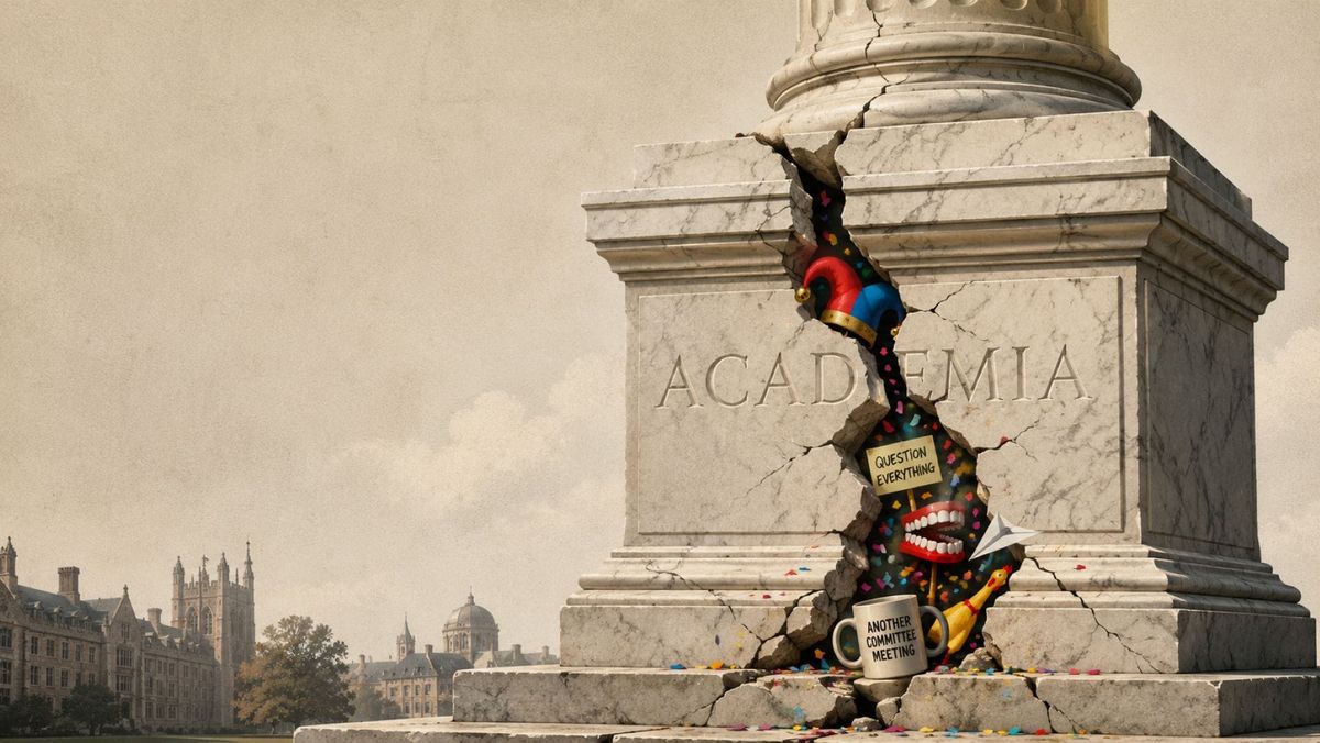 When academia laughs at itself, what problems become easier to name out loud?