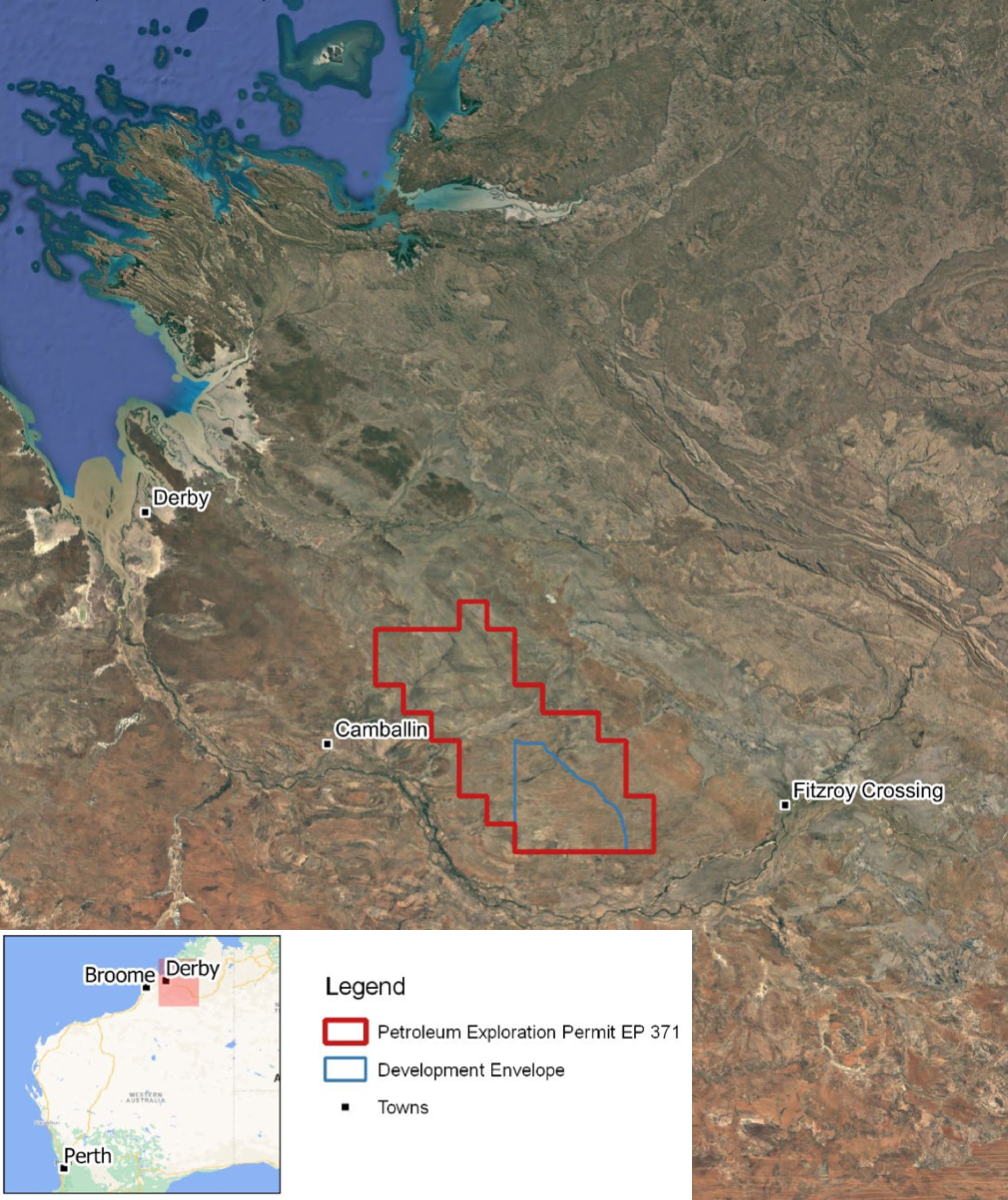 Aerial photos showing the location of Black Mountian Energy's exploration permit EP 371 where it plans Project Valhalla, with initially up to 20 wells looking for gas reserves.