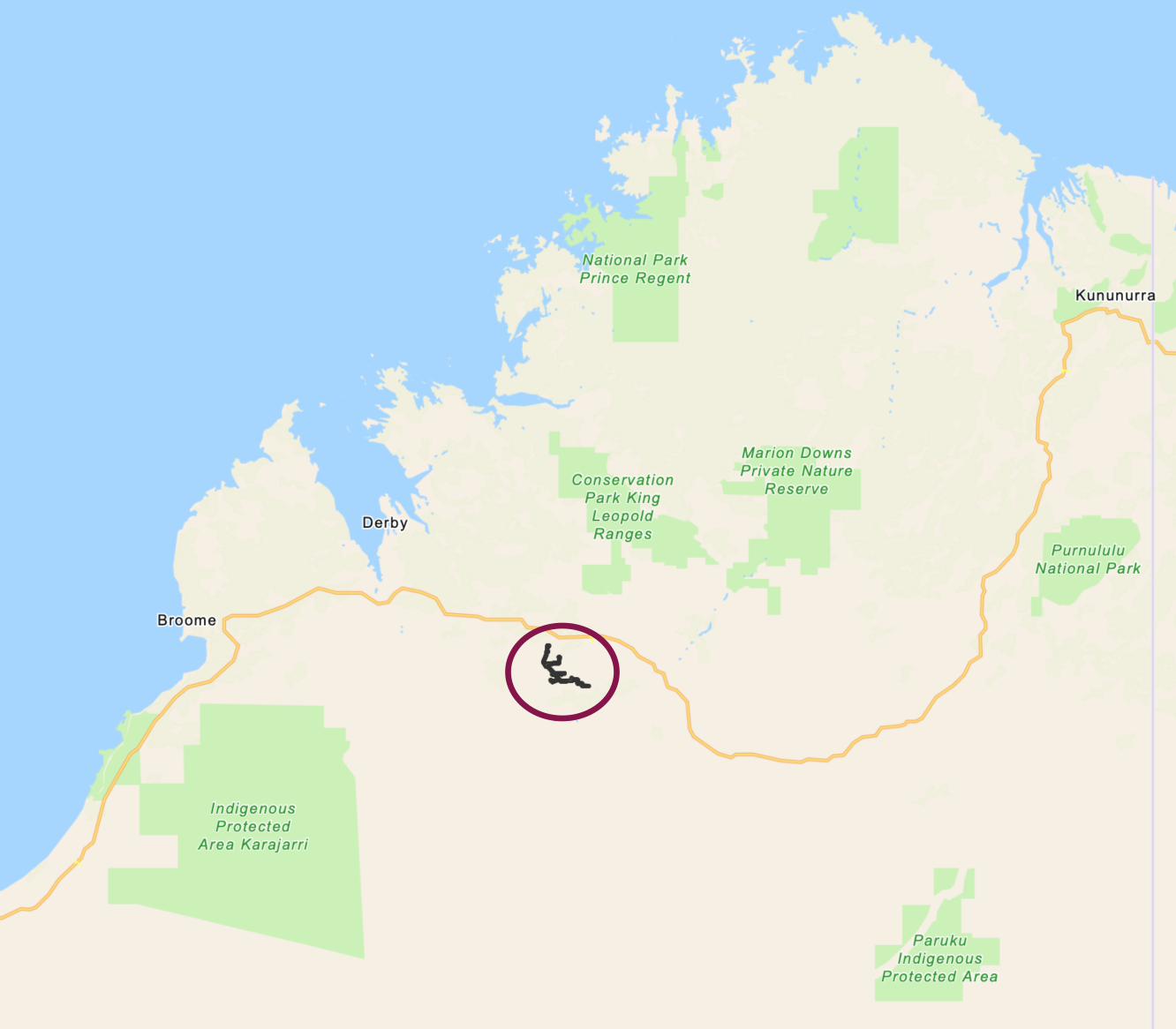 Map showing the location of Black Mountain Energy's Project Valhalla in Western Australia's Kimberley region where it plans to frack for gas.