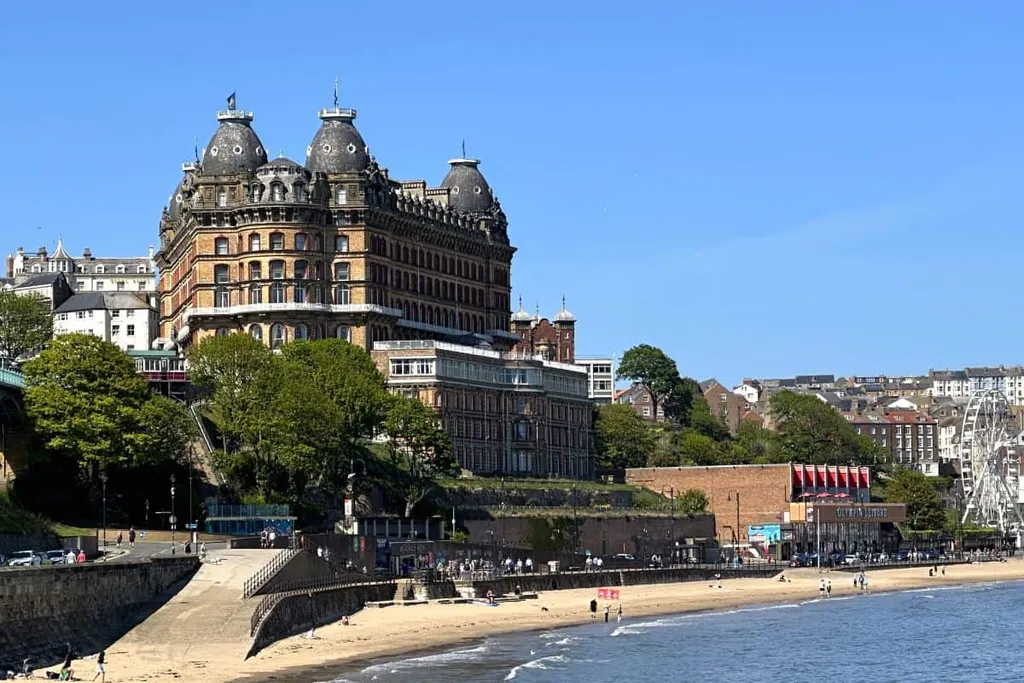 The grand hotel pictured sitting above Scarborough's South Bay