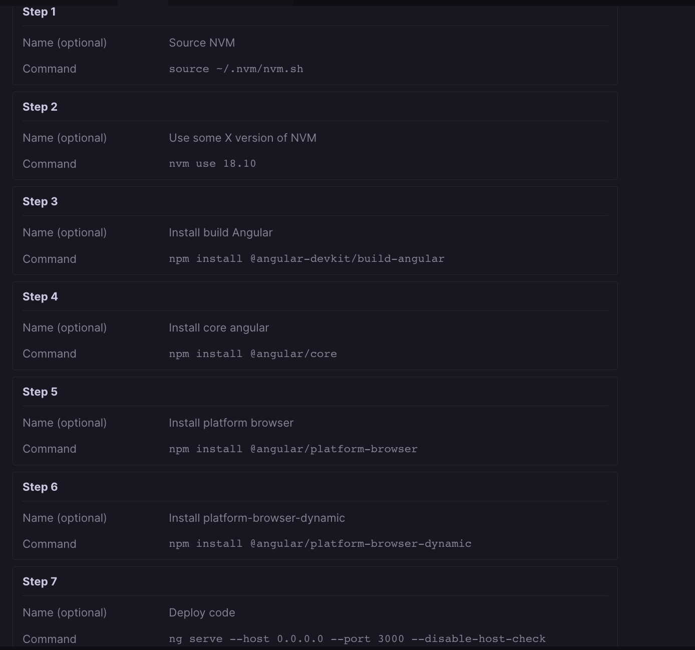 CI pipeline's run stage for to do list application