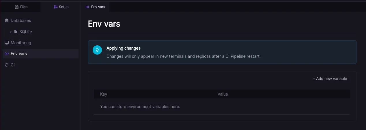 Environmental variables UI