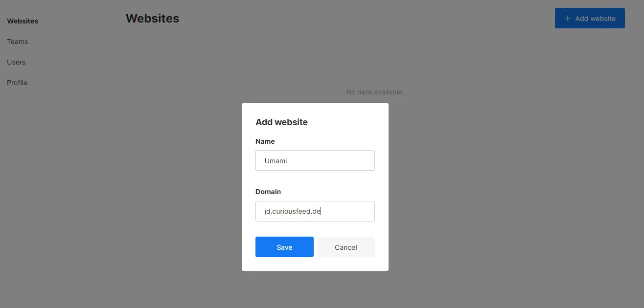 Add your Website to Umami