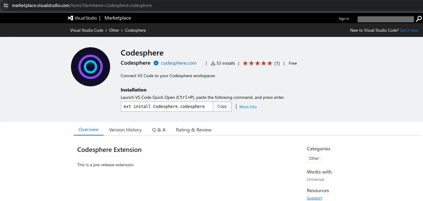 The published VS Code extension