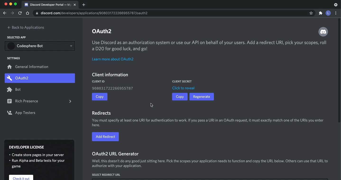 A video of steps to set up a discord bot using Python
