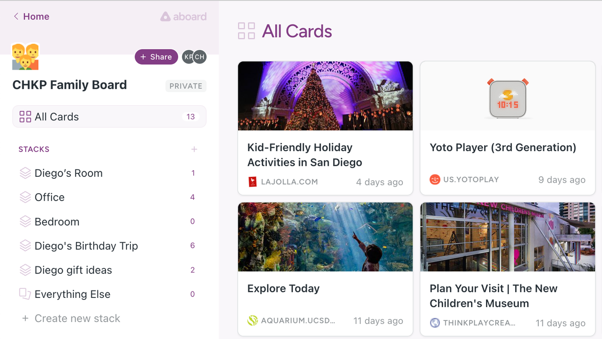 How Aboard helps my wife and I organize all the links we share