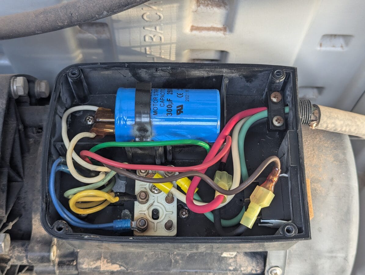 Inside the pump terminal box after conversion