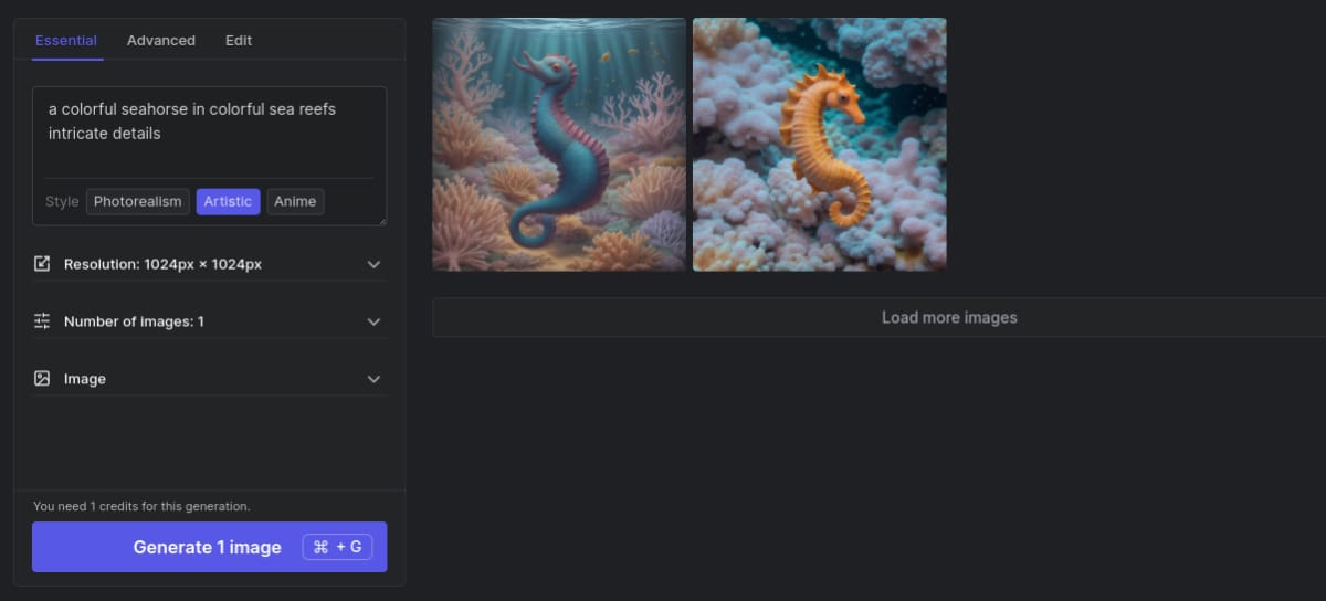 Interface of getimg AI Image Generator