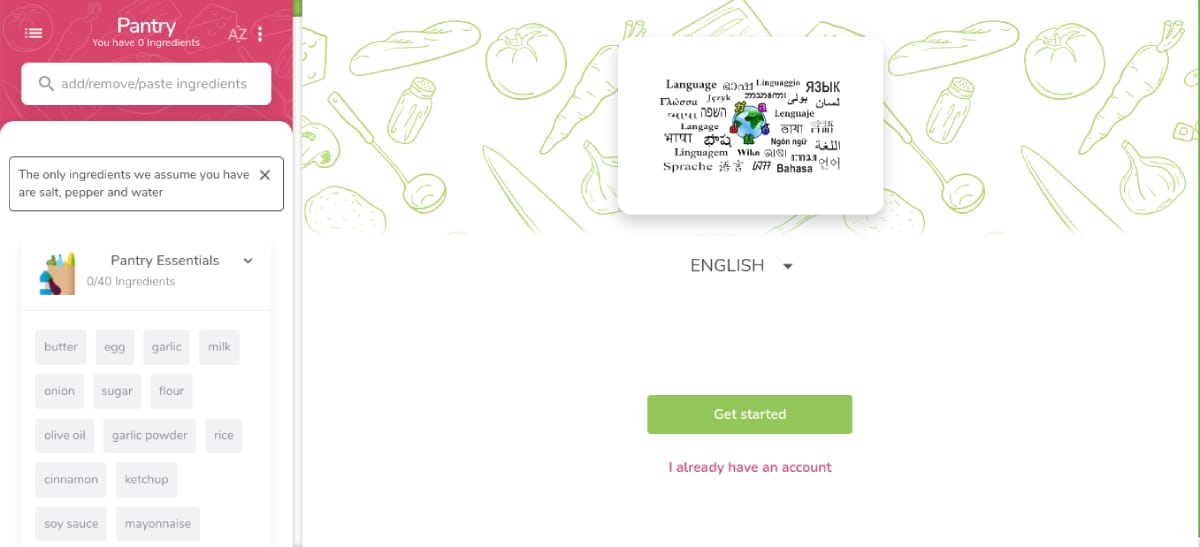 Interface of SuperCook AI recipe generator