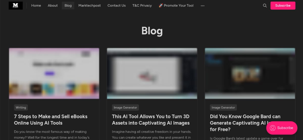 Screenshot AI Tools Club Blog