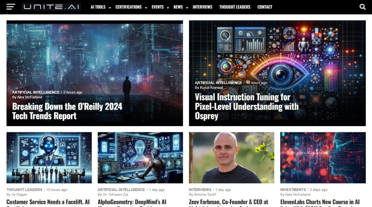 Screenshot of Unite.AI Blog