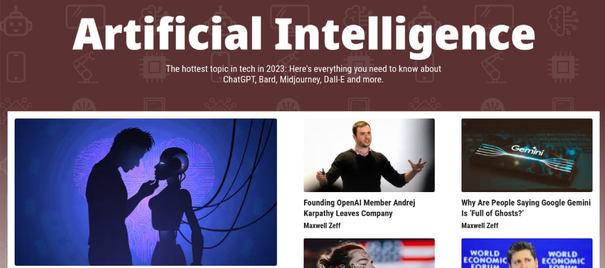 Screenshot of the AI Section of Gizmodo Blog