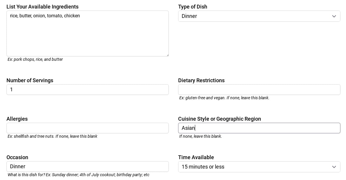 Using Crooked Recipes to generate an AI recipe