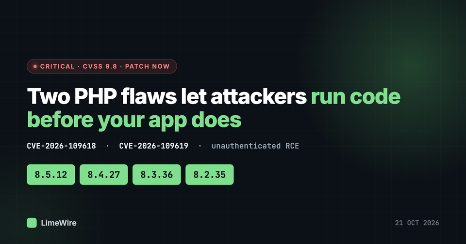 PHP RCE (CVE-2026-109618 & CVE-2026-109619): what broke, who is exposed, and how to fix it today