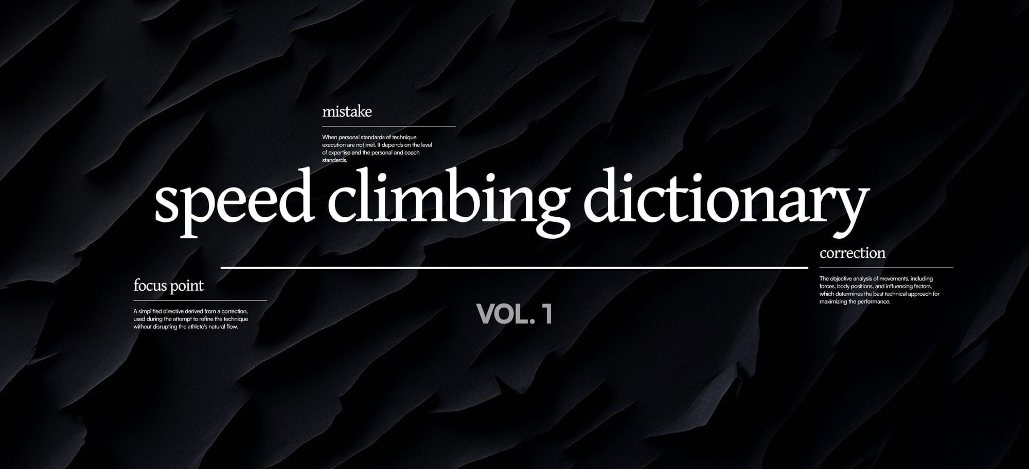 Speed Climbing Dictionary: mistake, correction, focus point
