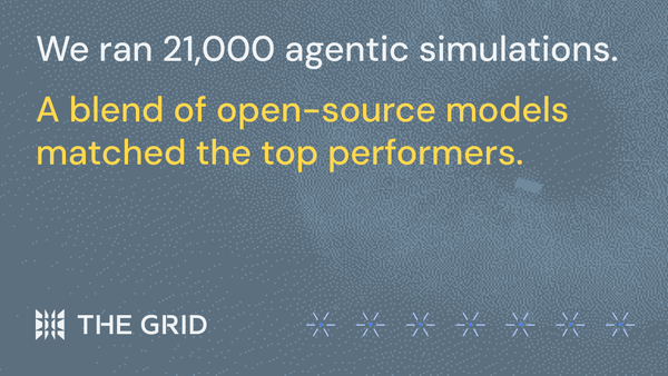 We ran 21,000 agentic simulations. A blend of open-source models matched the top performers.