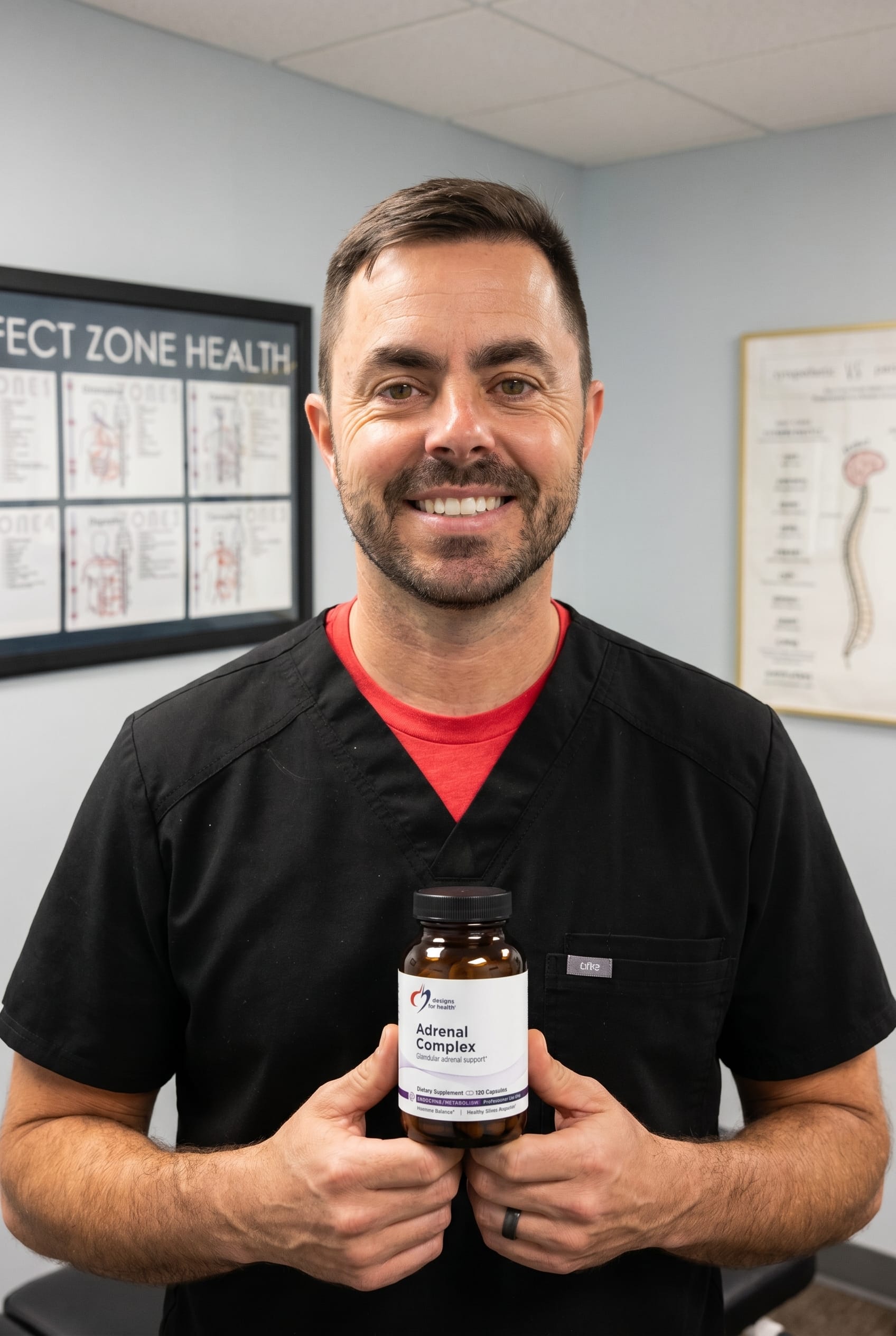 Dr. Bell holding Adrenal Complex