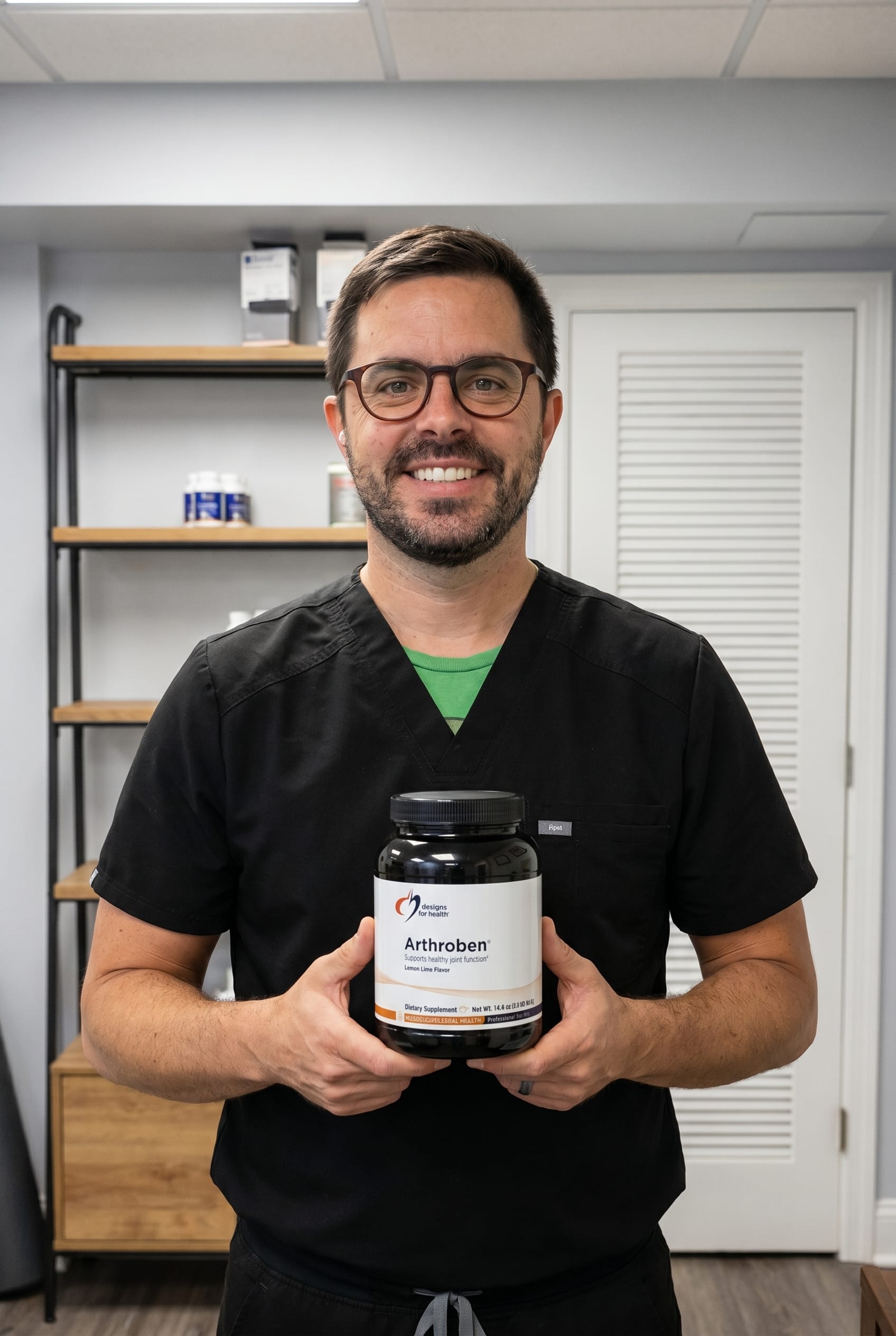 Dr. Bell holding Arthroben