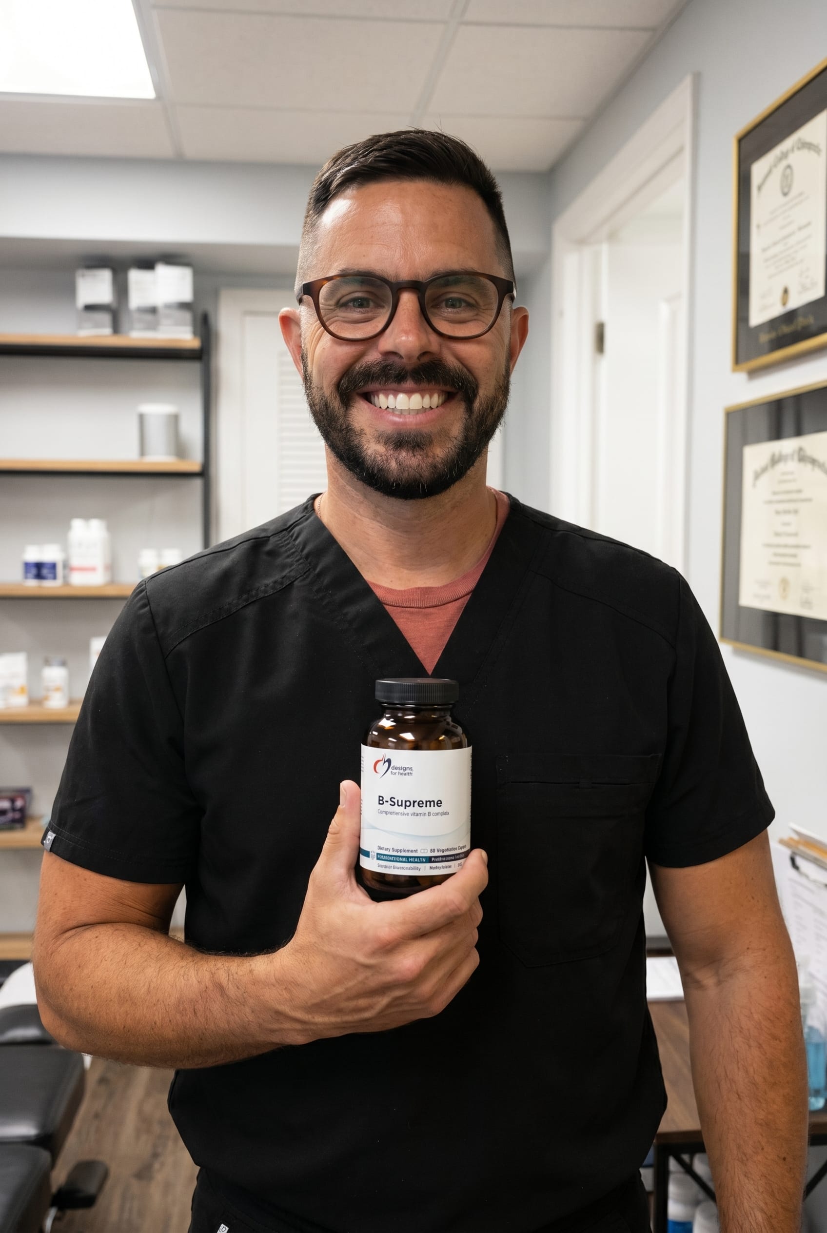 Dr. Bell holding B-Supreme