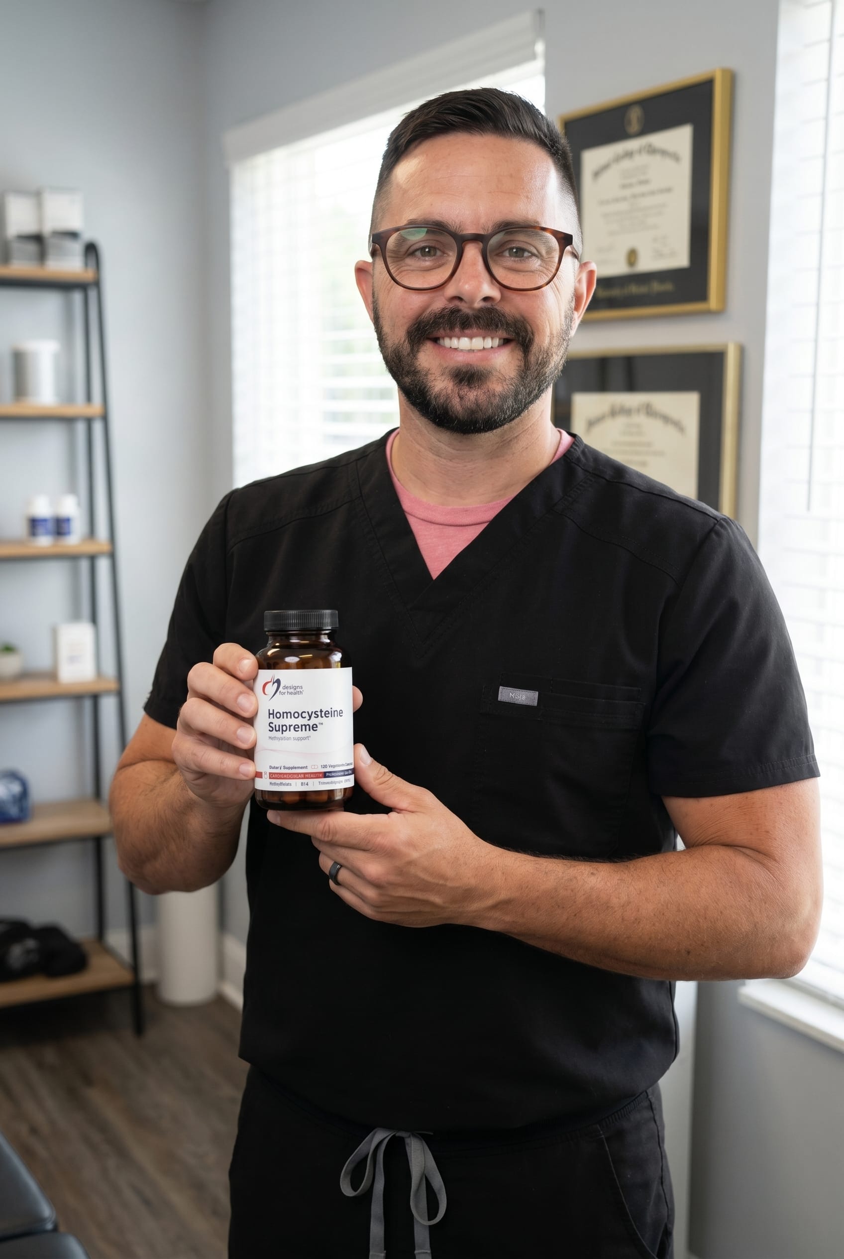 Dr. Bell holding Homocysteine Supreme