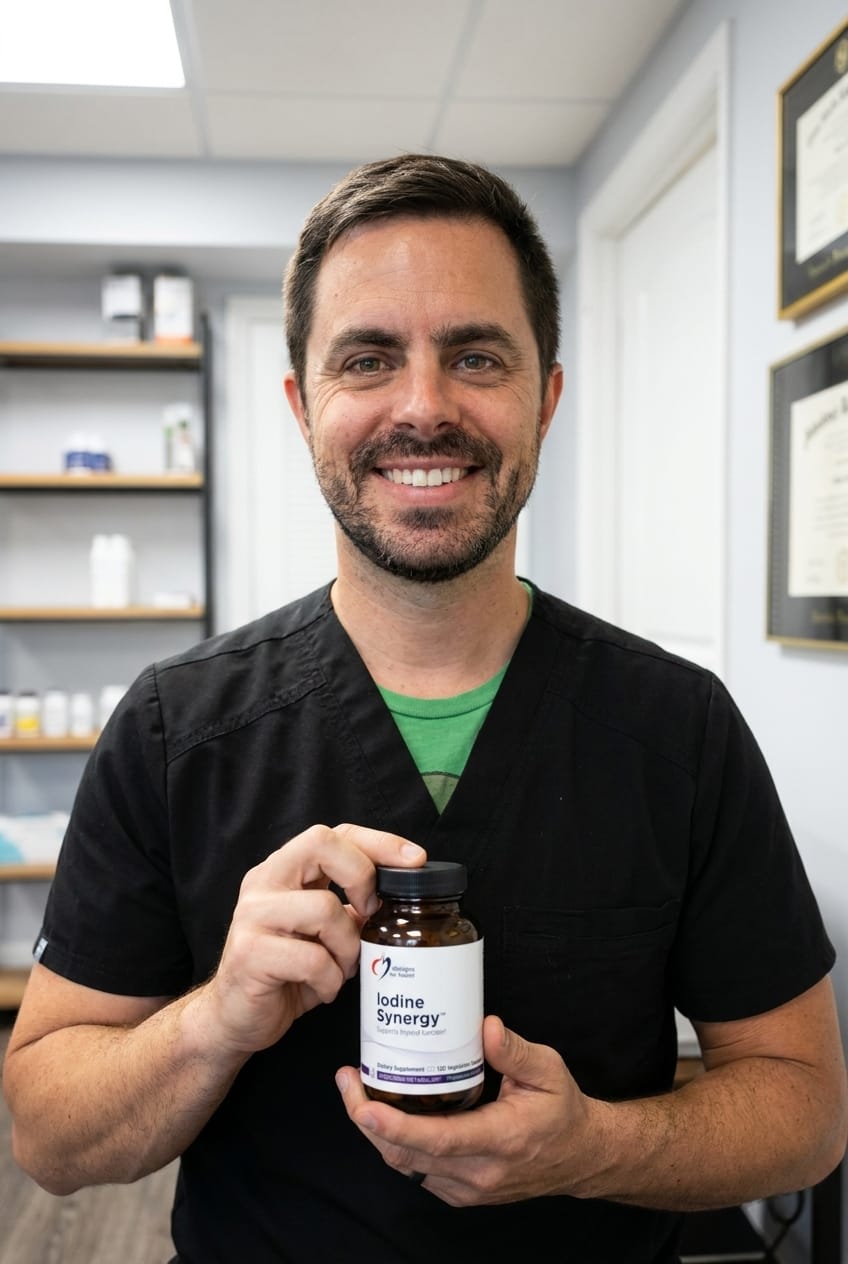 Dr. Bell holding Iodine Synergy