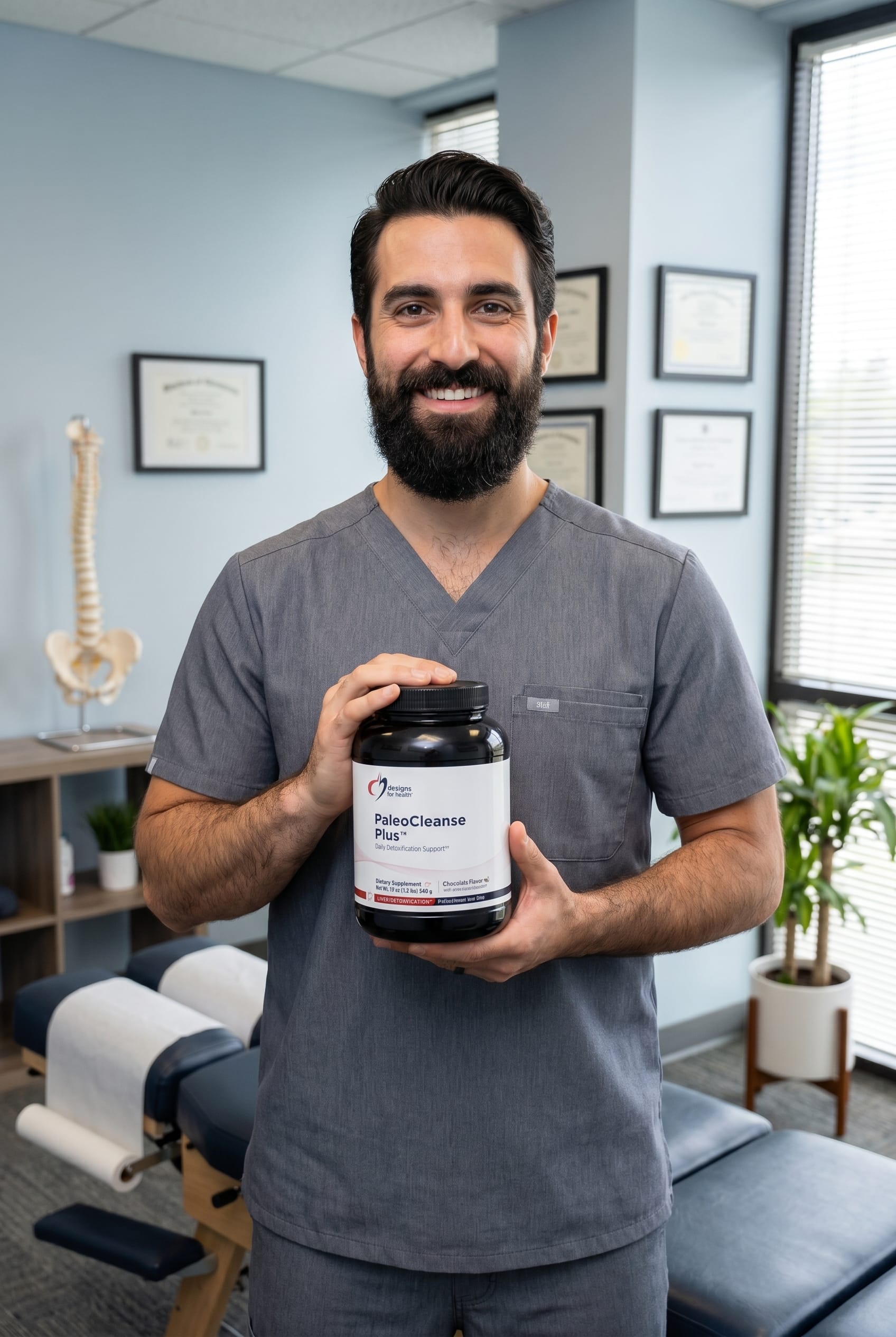 Dr. Bell holding PaleoCleanse Plus