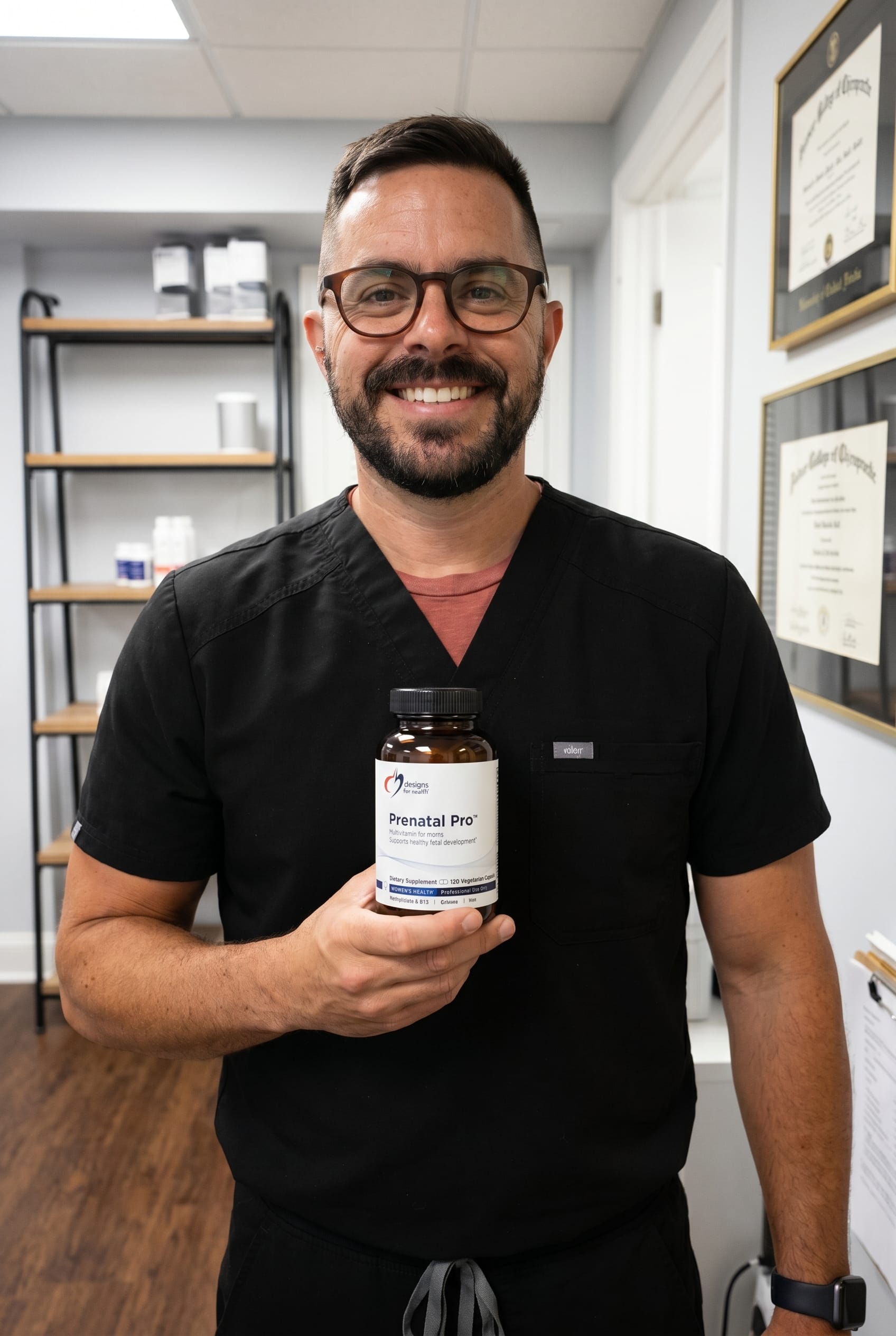 Dr. Bell holding Prenatal Pro