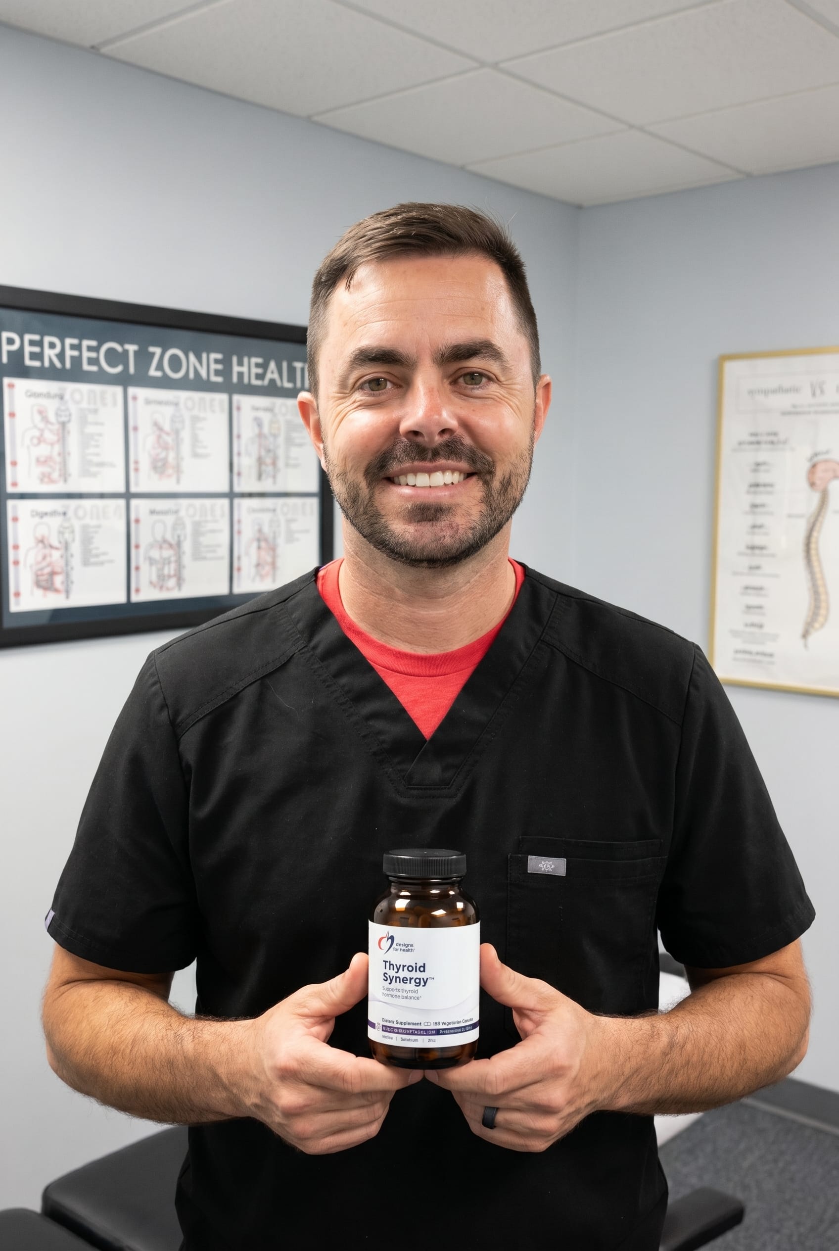 Dr. Bell holding Thyroid Synergy