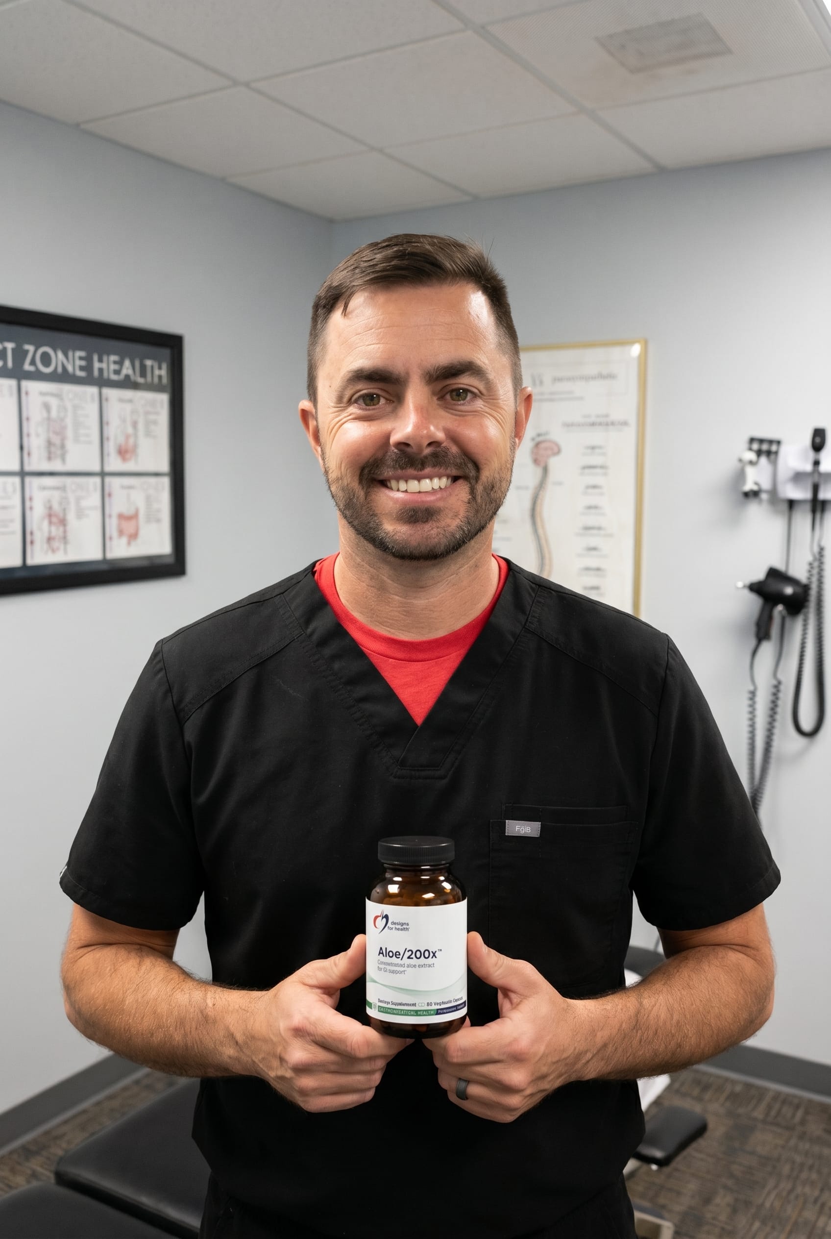 Dr. Bell holding aloe