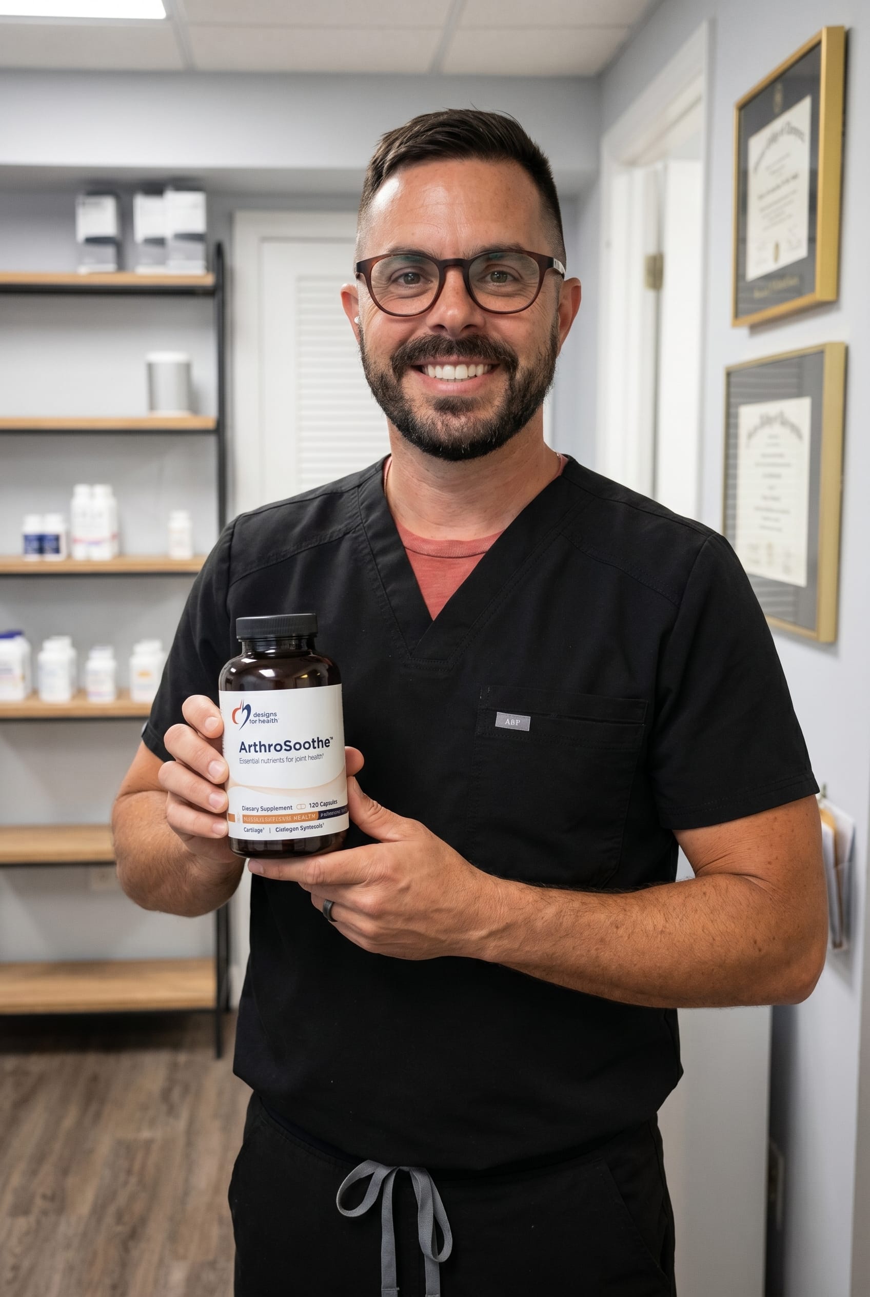 Dr. Bell holding arthrosoothe