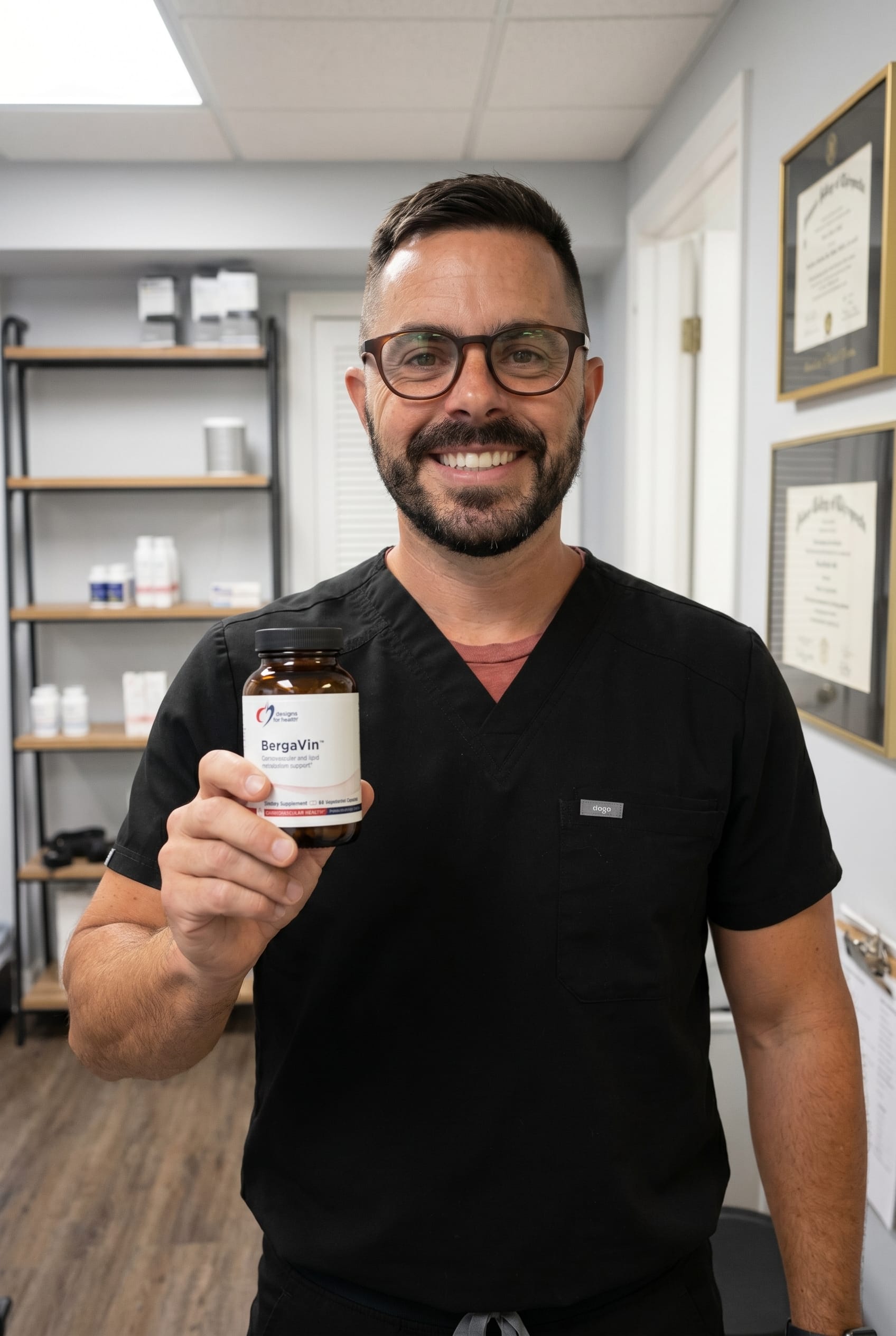 Dr. Bell holding Bergavin