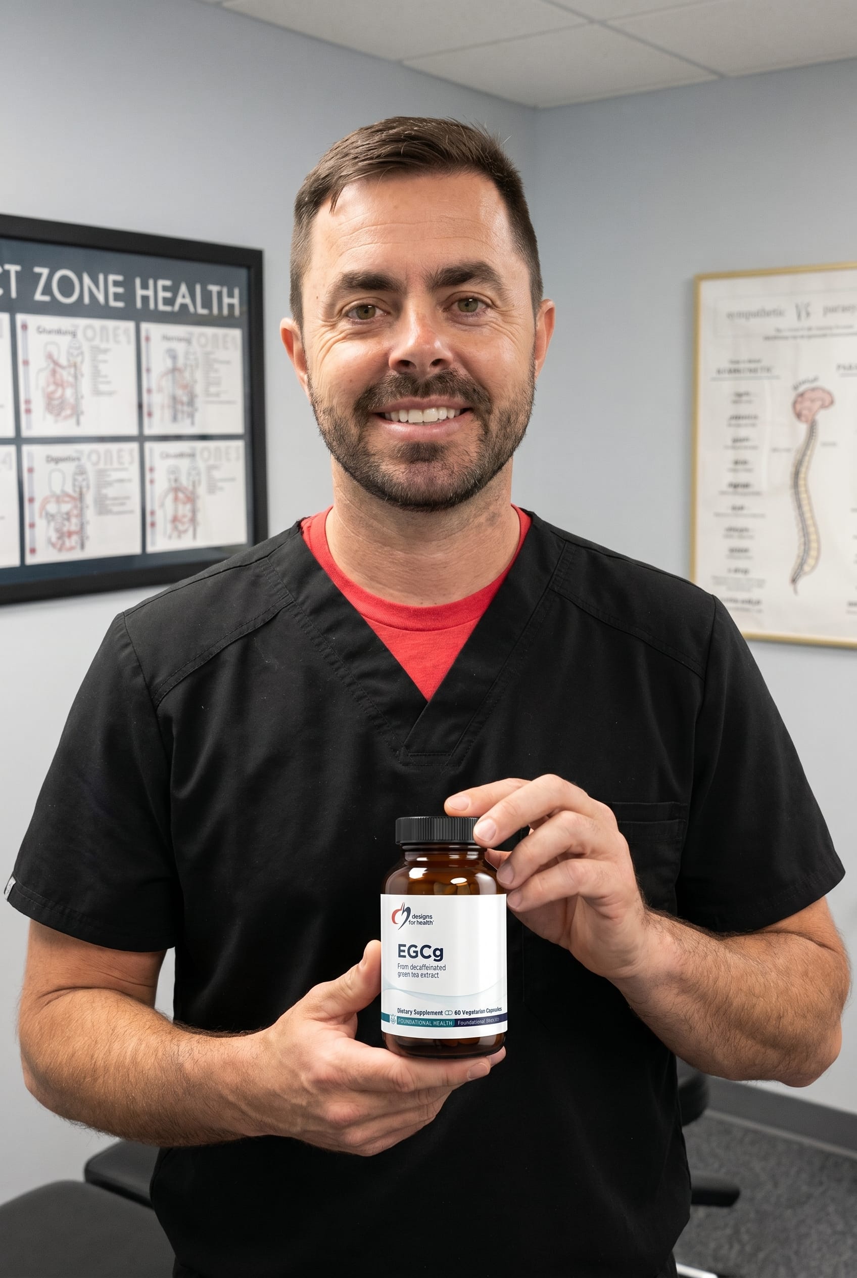 Dr. Bell holding egcg