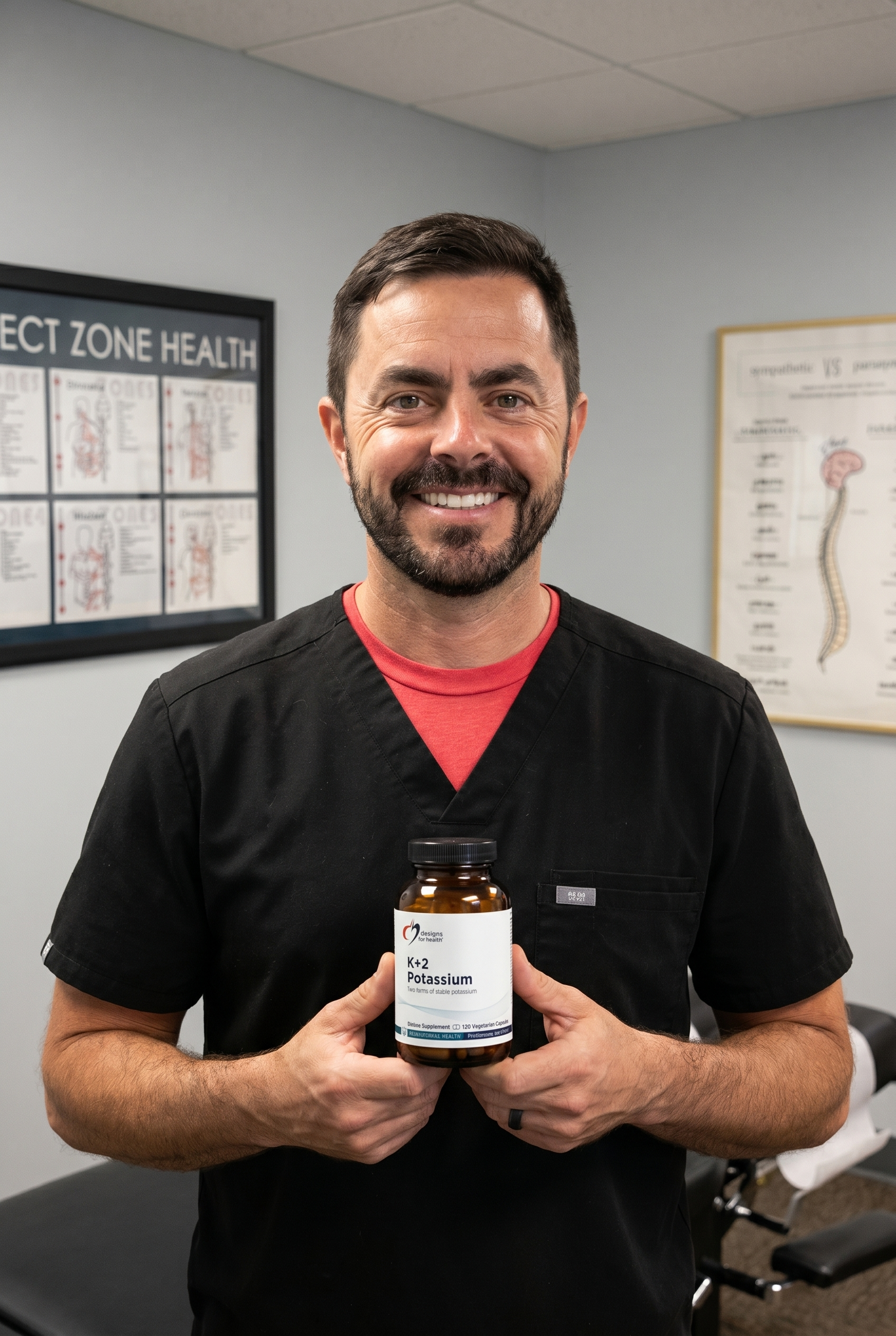 Dr. Bell holding k2-potassium