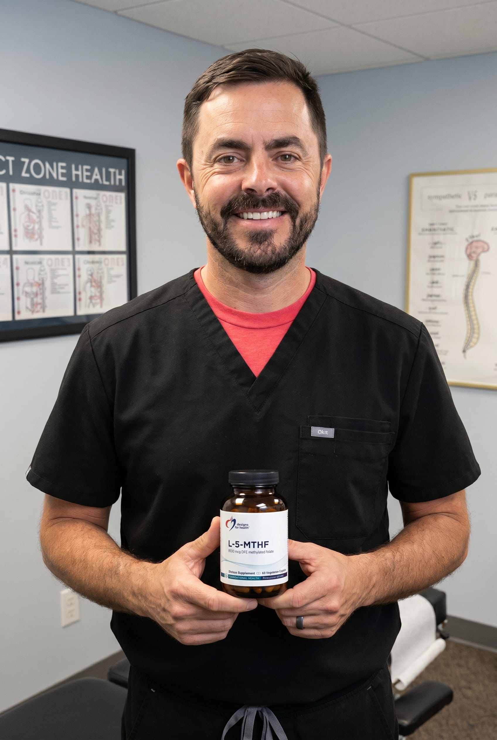 Dr. Bell holding l-5-mthf-5mg
