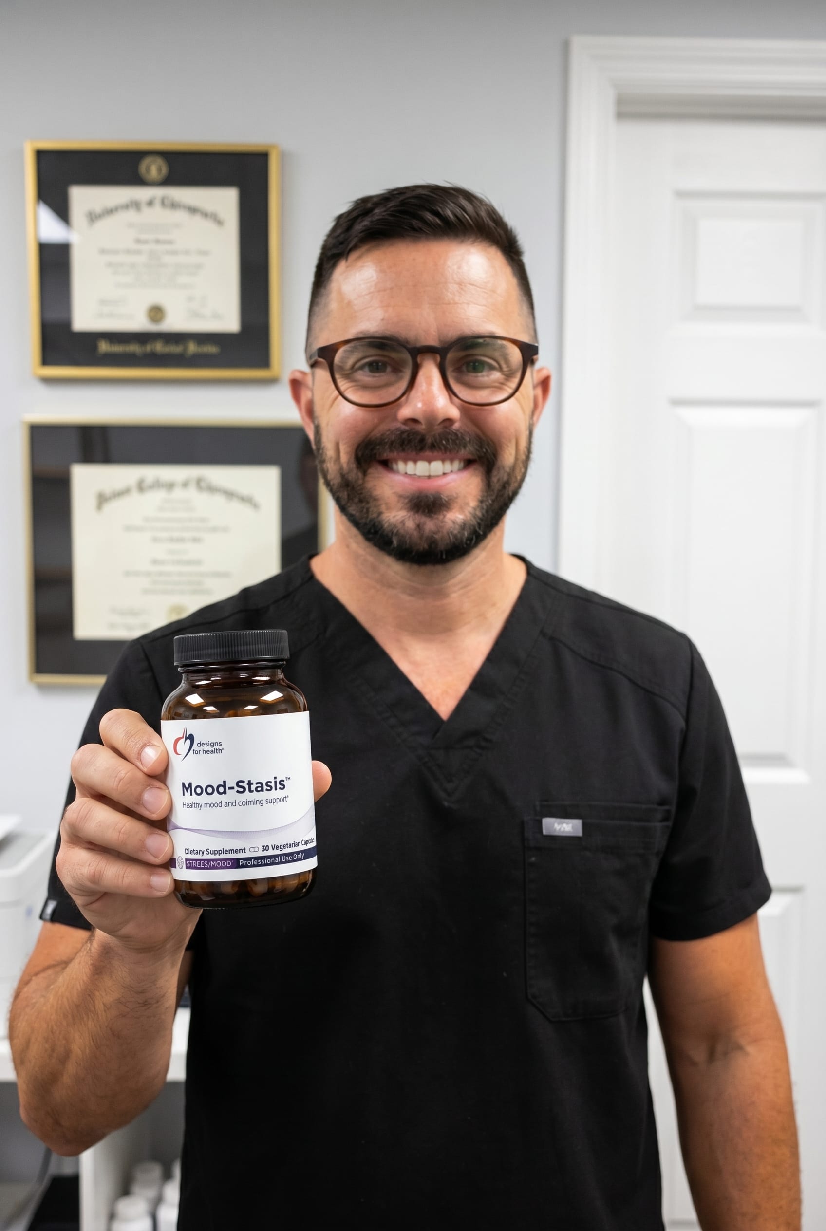 Dr. Bell holding mood-stasis