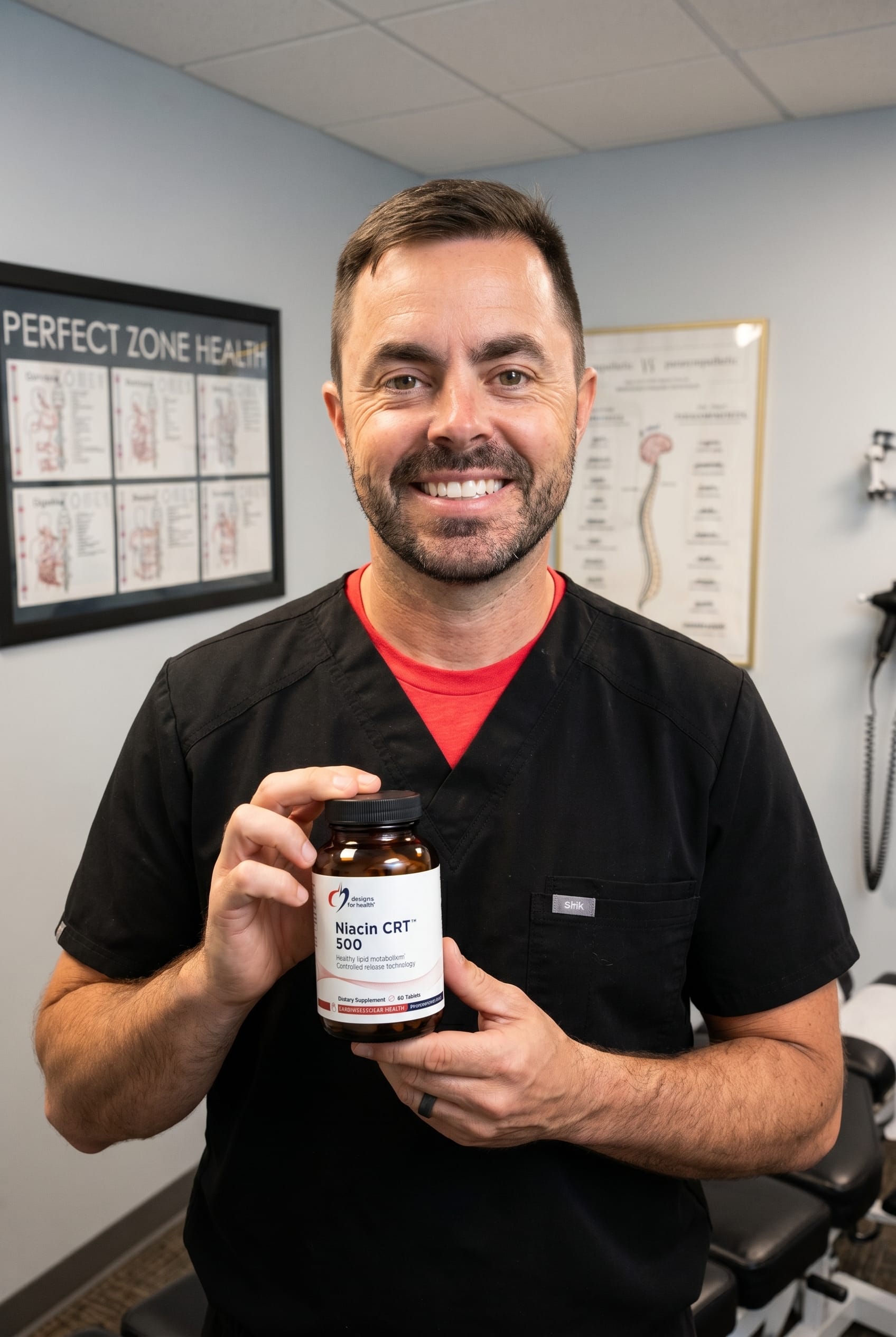 Dr. Bell holding Niacin CRT 500