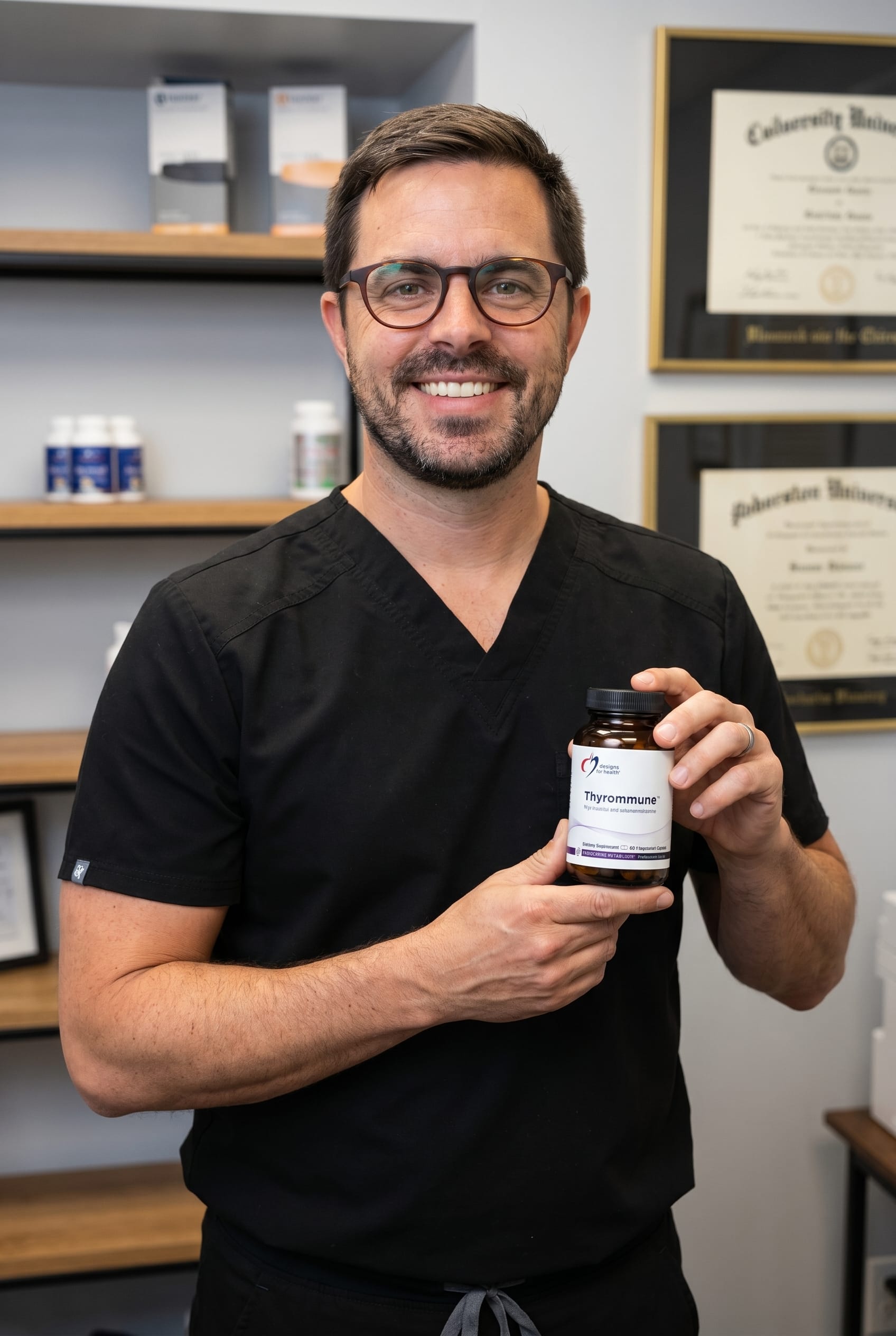 Dr. Bell holding thyrommune