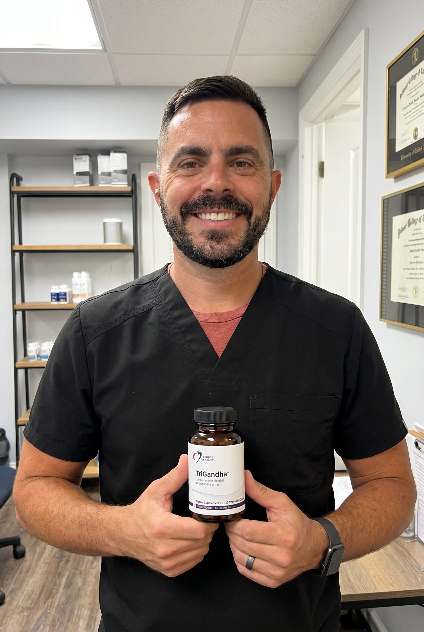 Dr. Bell holding trigandha