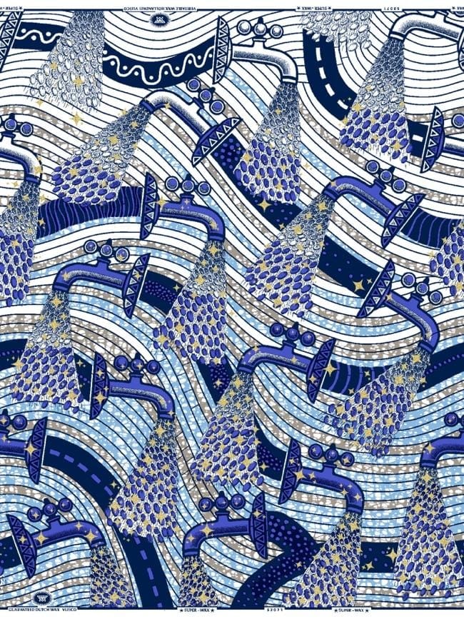 A blue and white pattern with many faucets
AI-generated content may be incorrect.